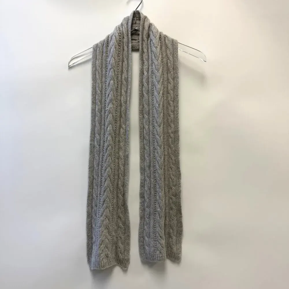 Charter Club 100% Cashmere Cableknit Gray Scarf